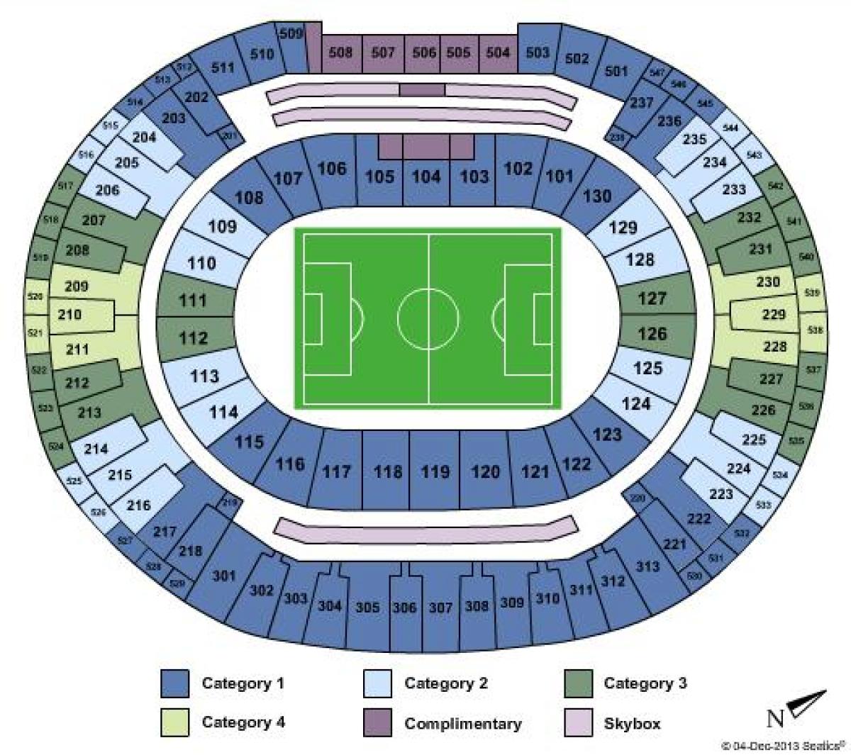 Karte stadionā Maracanã sièges