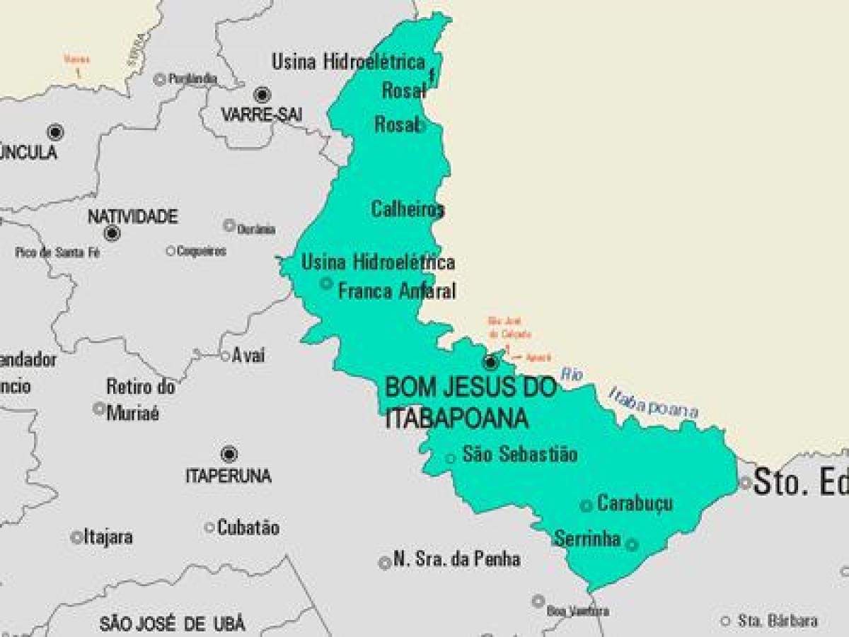 Karte Bom Jesus do Itabapoana pašvaldības
