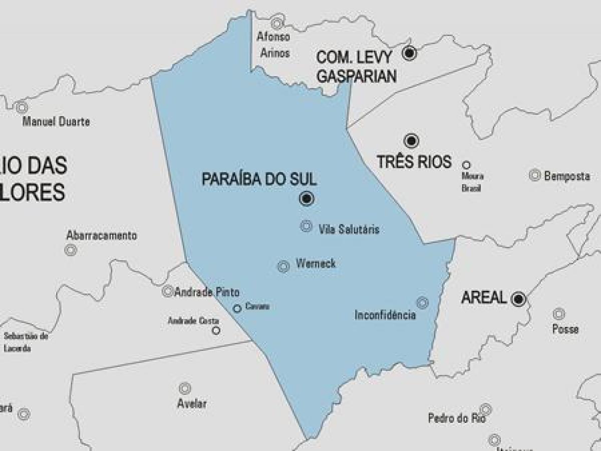 Karte Paraíba do Sul pašvaldības