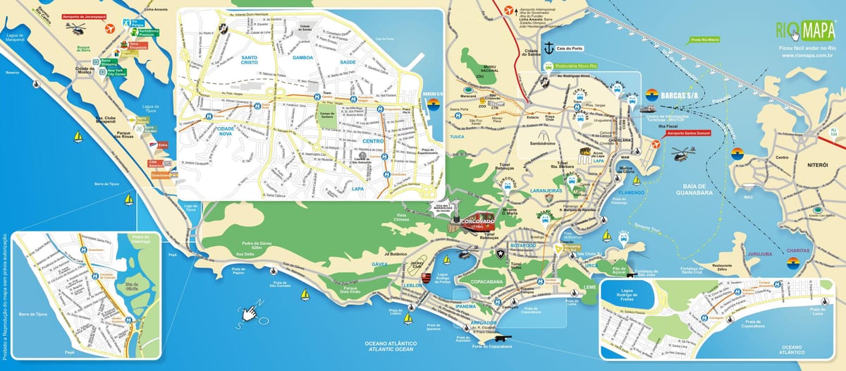 Karte pieminekļi Rio de Janeiro