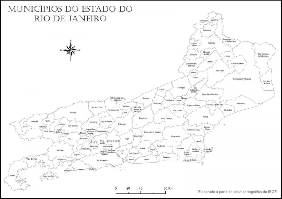 Karte Rio de Janeiro melns un balts