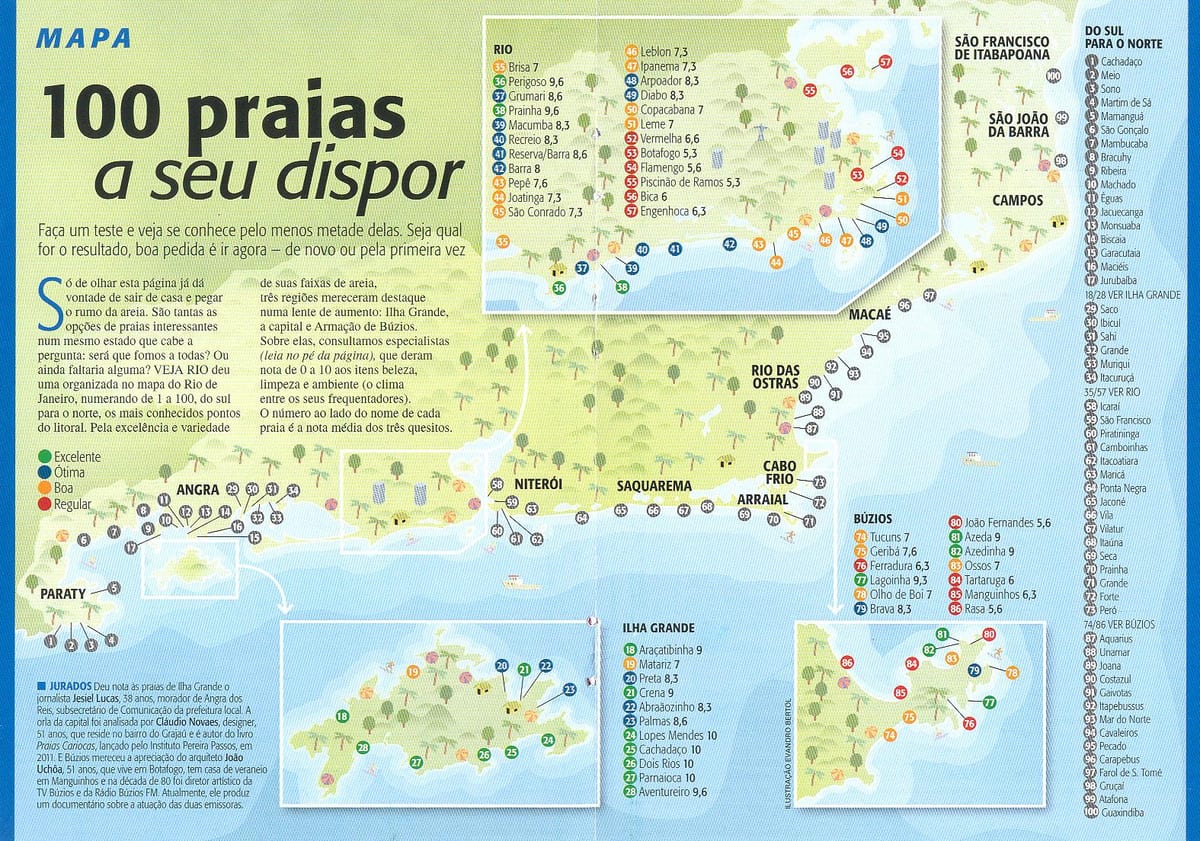 Karte Riodežaneiro pludmales