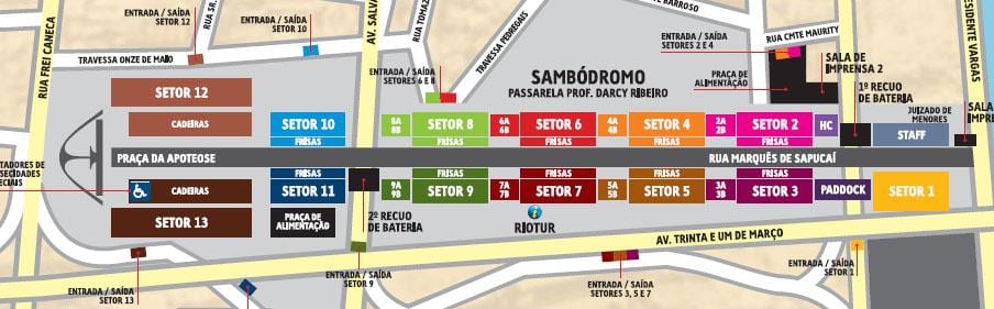 Karte Sambódromo