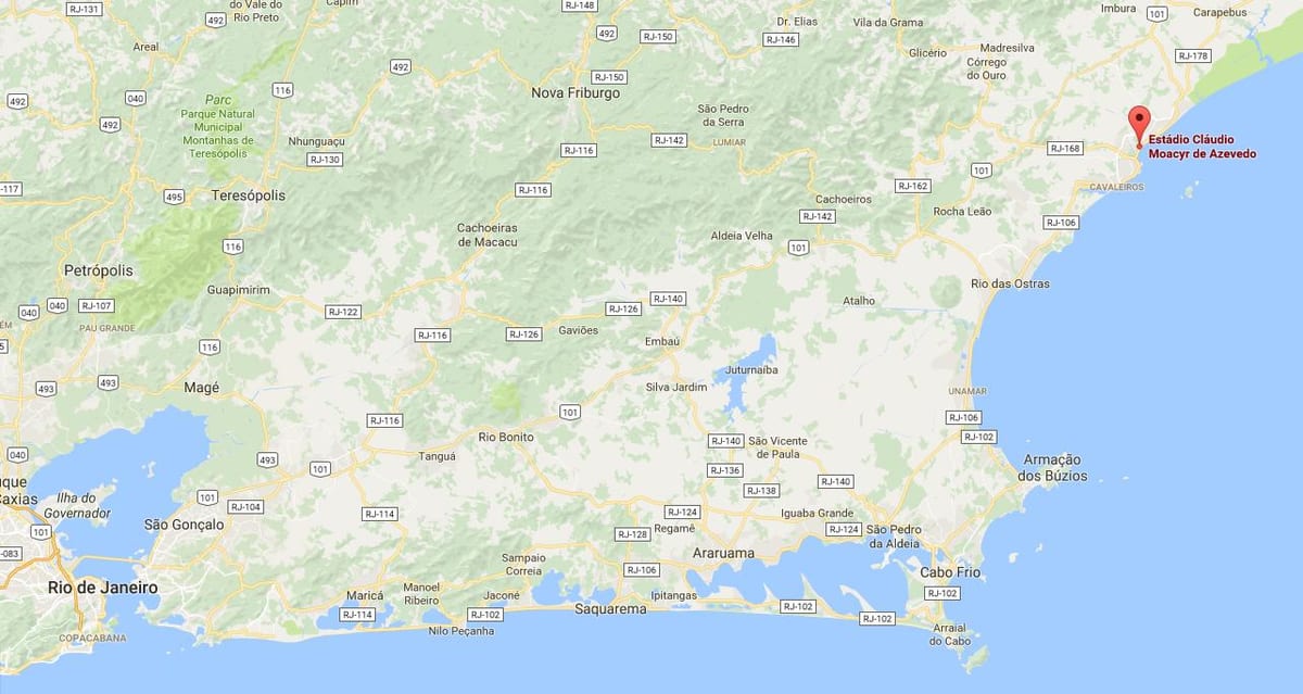 Karte stadionā Cláudio Moacyr de Azevedo