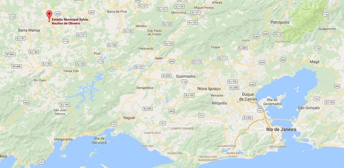 Karte stadionā Raulino de Oliveira
