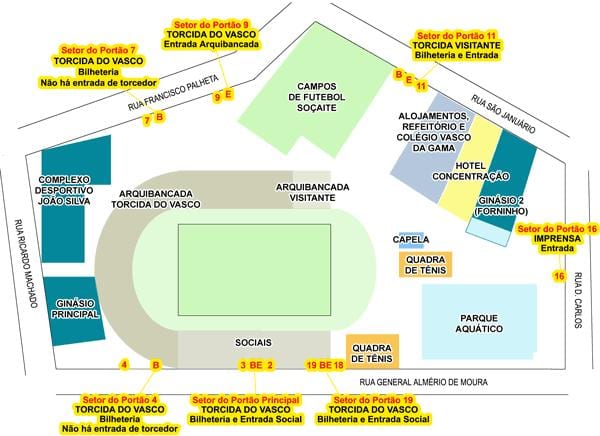 Karte stadionā São Januário