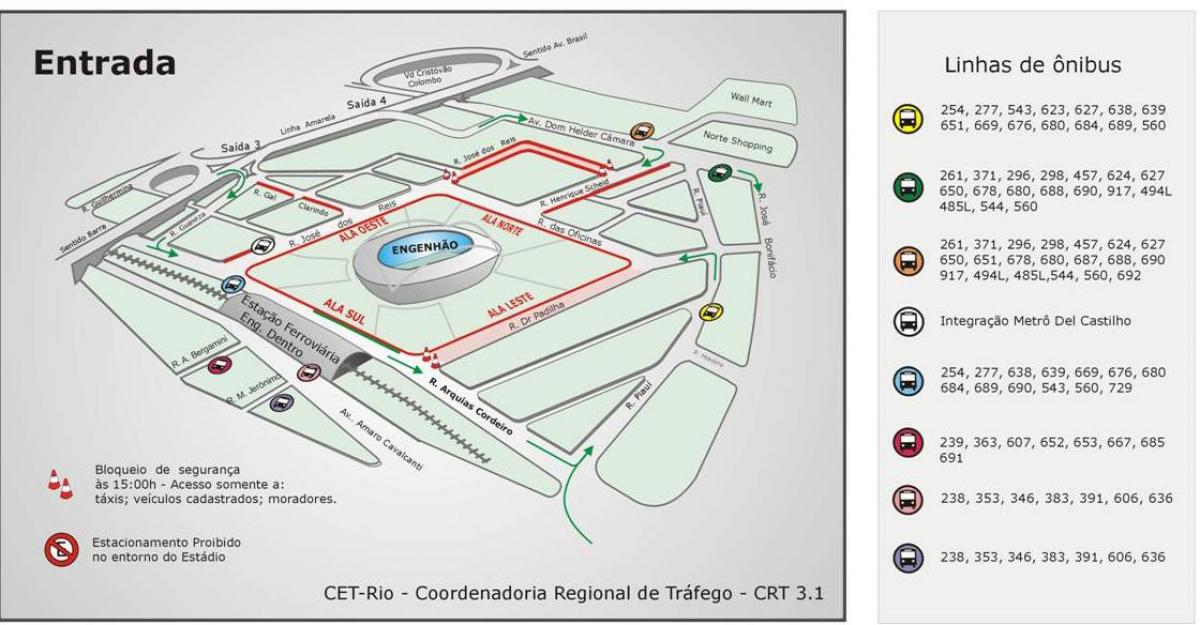 Karte stadionā Engenhão transports