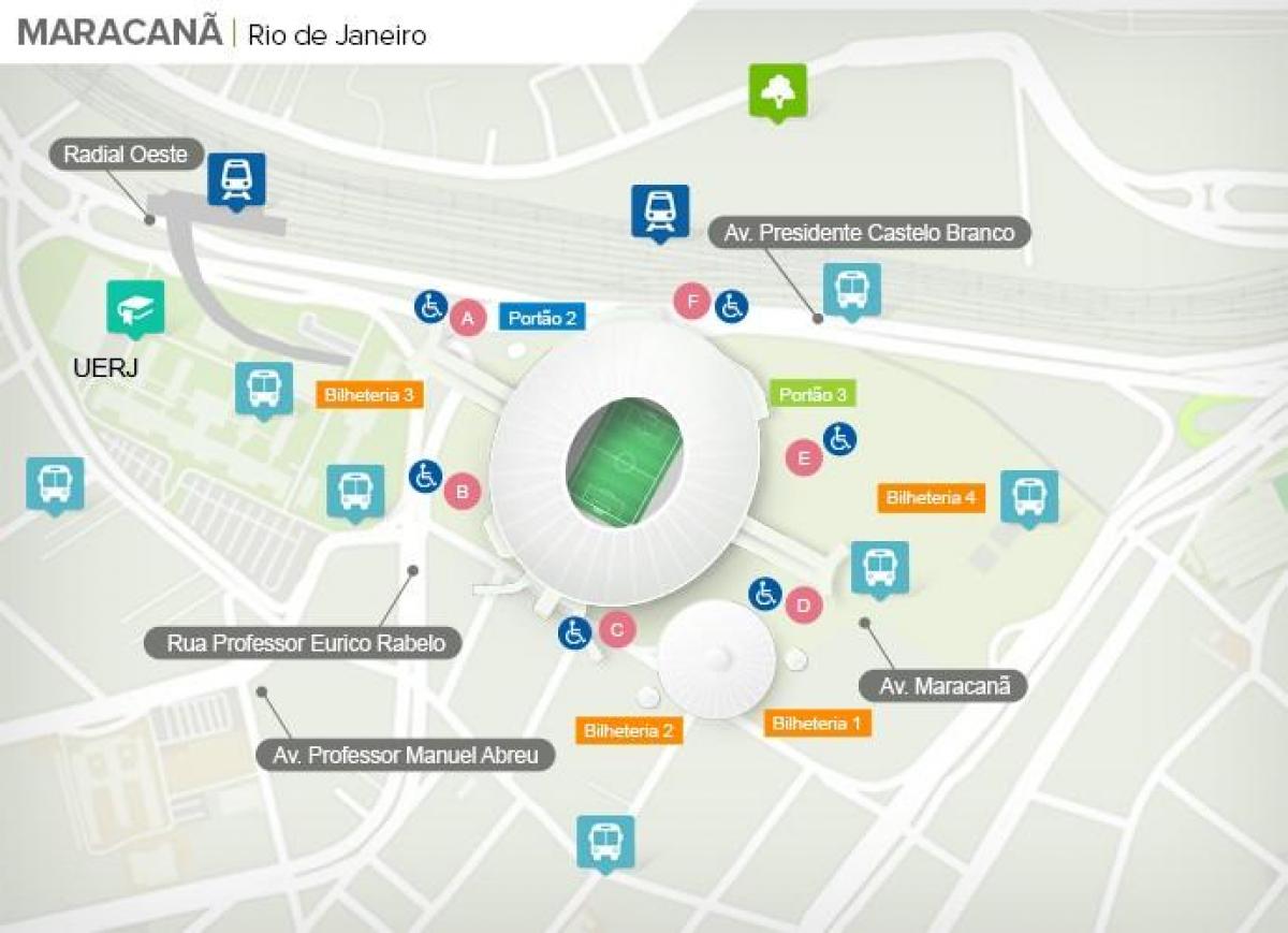 Karte stadionā Maracanã accès