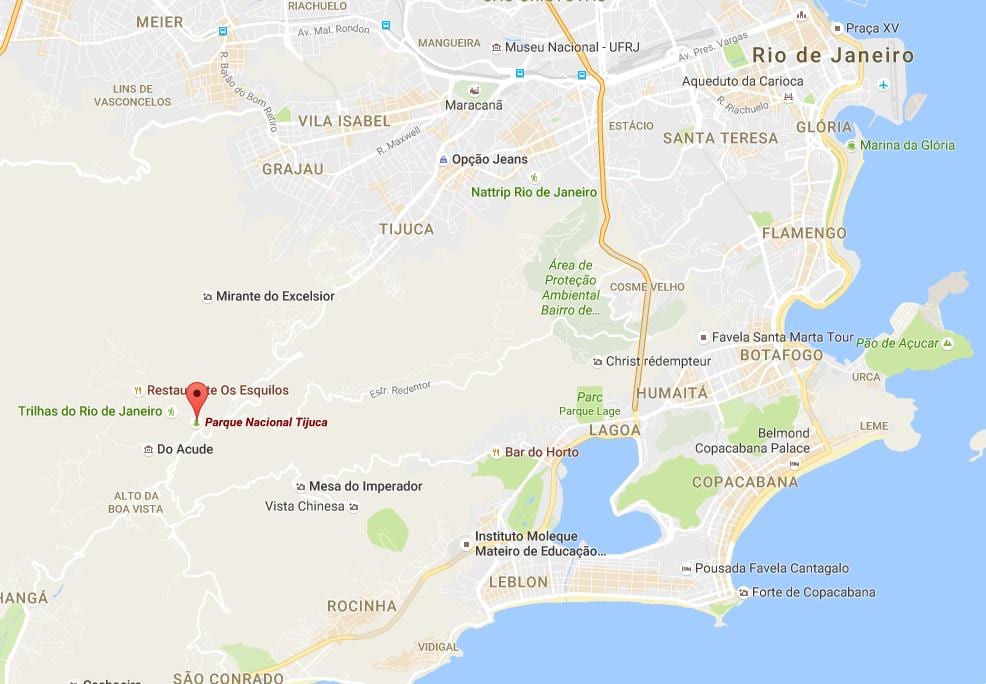 Karte Tijuca nacionālais parks