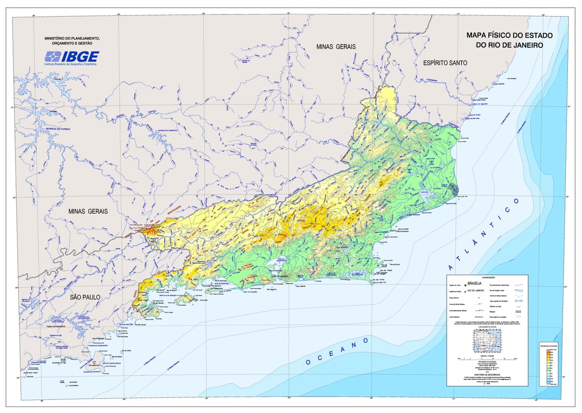 Karte topogrāfiskās Rio de Janeiro