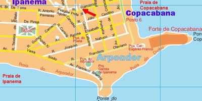 Karte Arpoador beach