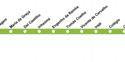 Karte Rio de Janeiro metro - 2. Līnija (zaļš)