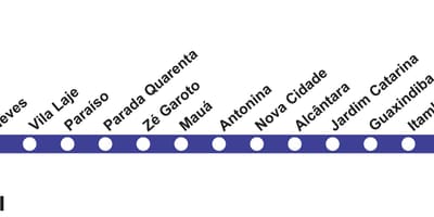 Karte Rio de Janeiro metro - 3 Līniju (zils)