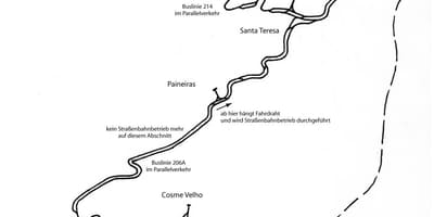 Karte Santa Teresa tramvaja Līnija 1