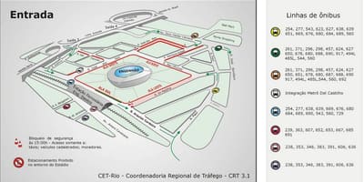 Karte stadionā Engenhão transports