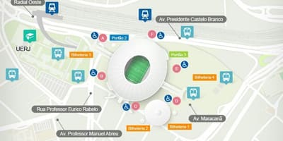 Karte stadionā Maracanã accès